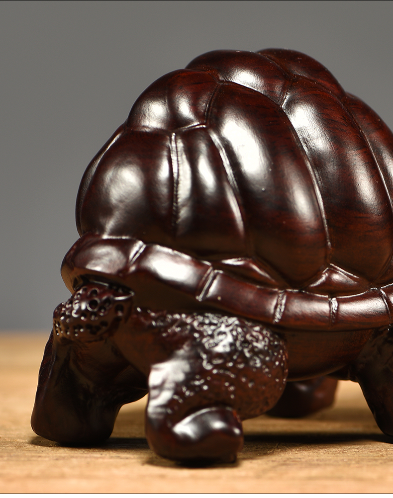 鲁积图 黑檀木雕乌龟摆件实木动物木头龟客厅家居玄关