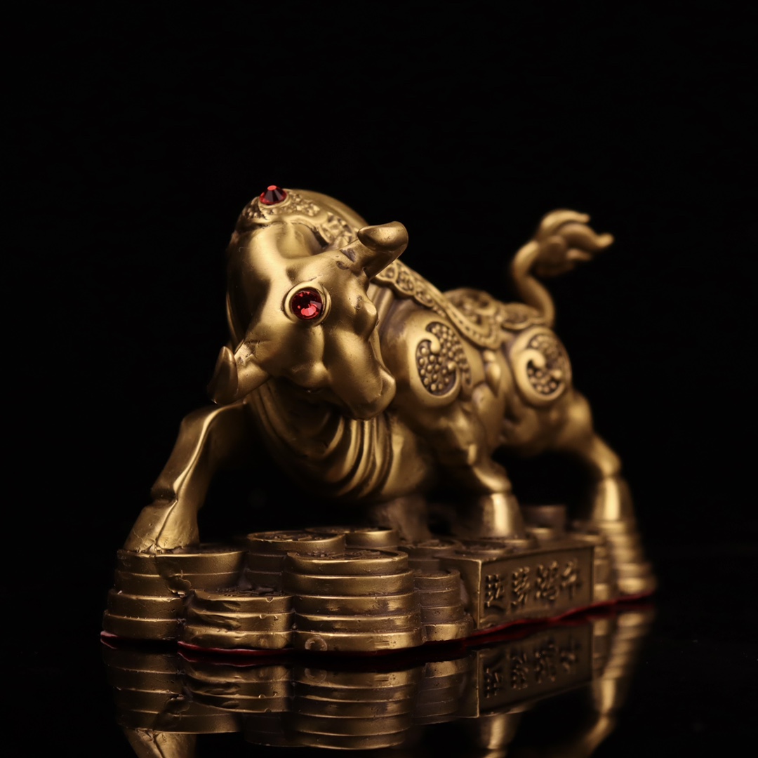 鼎盛福纯铜财福牛飞天牛摆件气势如虹牛气冲天发财纳福客厅办公室饰 d