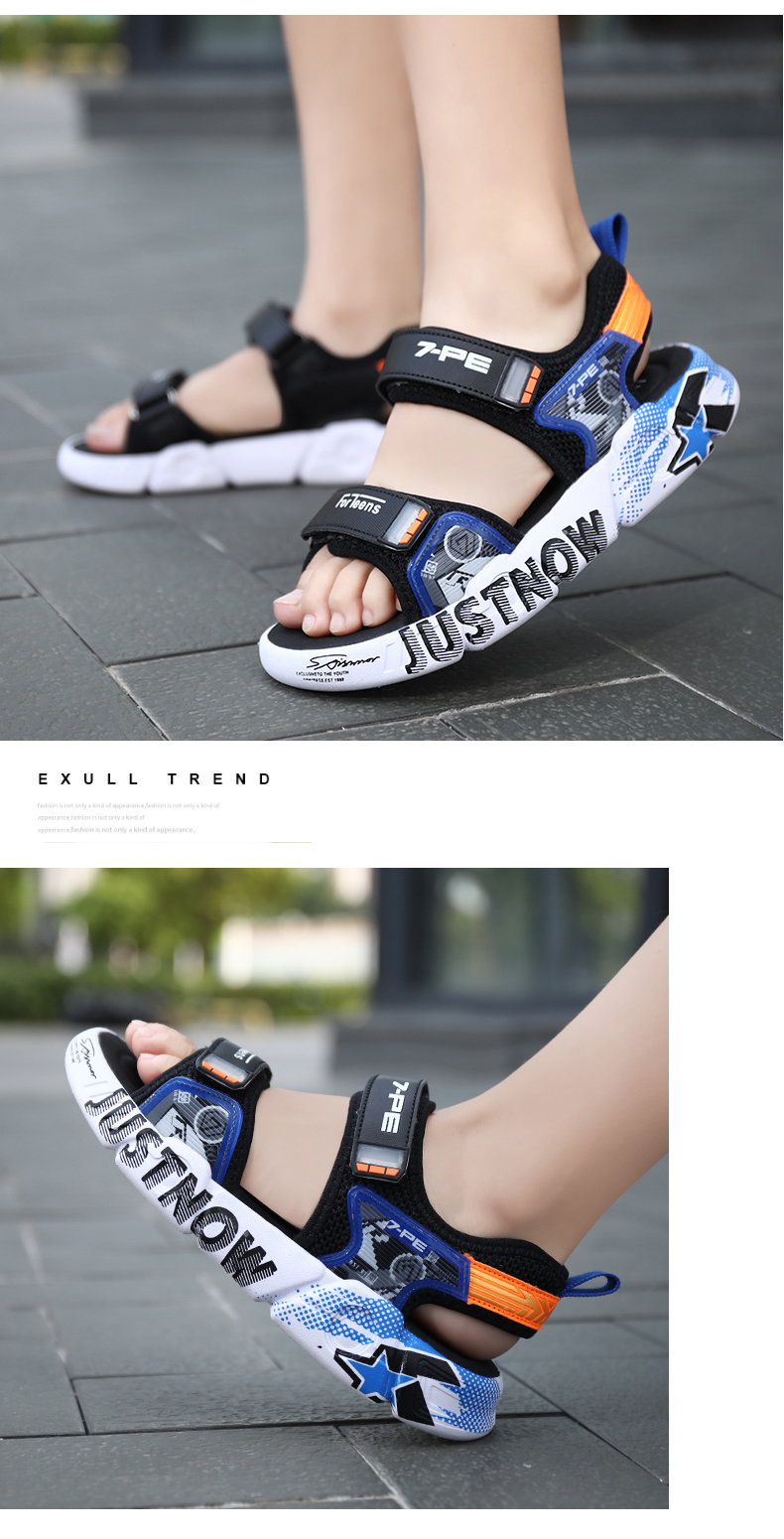 七波辉男童凉鞋2022夏季新款潮中大童青少年男孩儿童凉鞋1215岁