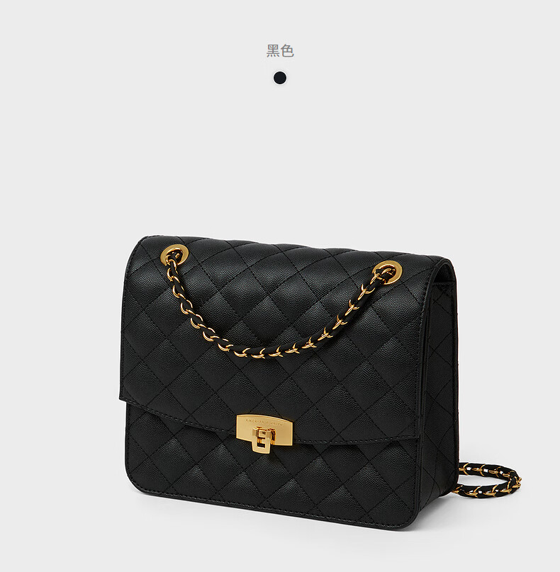 ck 女包 官方官网初秋ck2-70781688-4女士菱格链条单肩腋下包 black