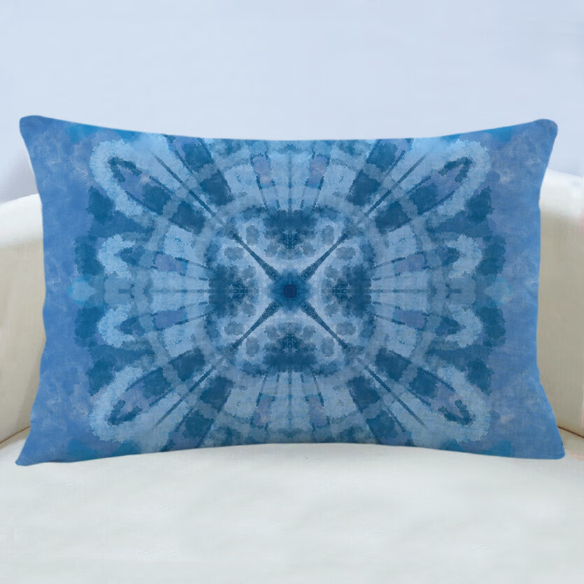 万燊新中式青花扎染民族风花纹抱枕靠垫中国风蓝染沙发客厅高档大靠背