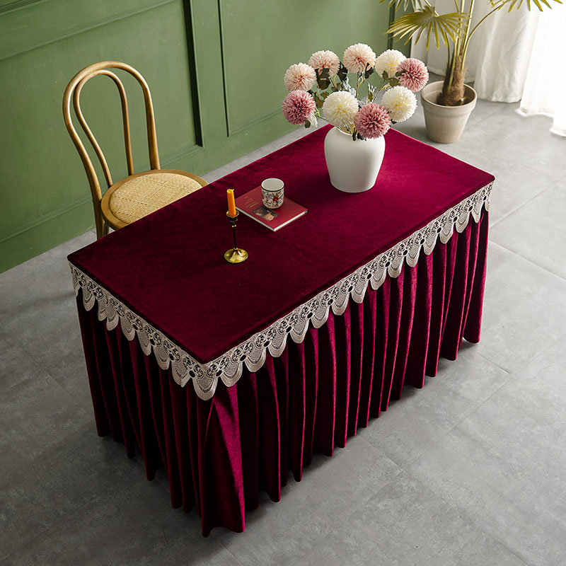 会议桌布金丝绒定制会议金丝绒桌布绒布桌裙长方形商务展会签到办公桌