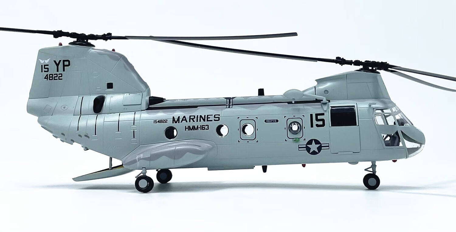 万代1:72美国海军支奴干直升机模型ch-46e海骑士双翼直升机飞机成品