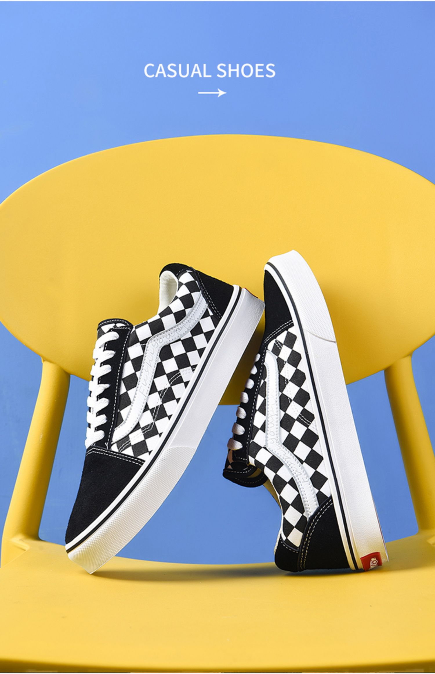 万斯(vans)男女鞋夏季一脚蹬休闲帆布鞋棋盘格低帮滑板鞋 【万斯潮鞋