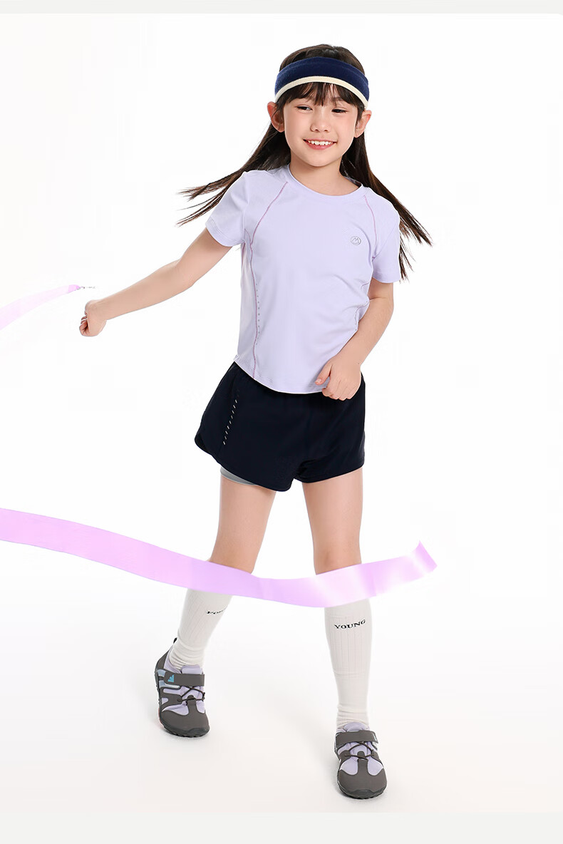 BANDOCIN Girls' Cooling Short-Sleeve T-Shirt, Lightweight Summer Style for Older Children, New 2026 Model, Light Purple, Size 140 8