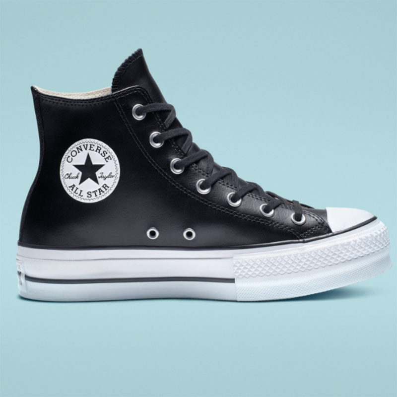 converse匡威allstar系列女鞋皮质厚底高帮运动休闲鞋净版百搭经典款