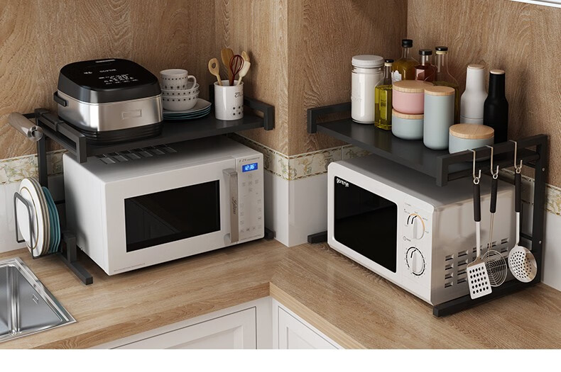 物架收纳用品调料烤箱架子厨房收纳架多功能厨具58cm宽微波炉架碟子架