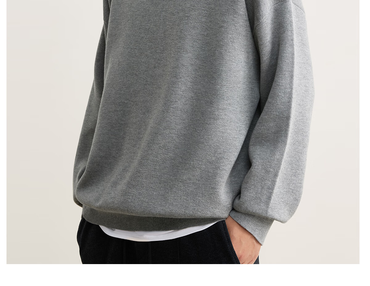 MARKLESS Men's Casual Pullover Knit Sweater, Long Sleeve, Spread Collar, Drop Shoulder, Machine Washable, Knit Top 5703, Starry Black, Size L 17