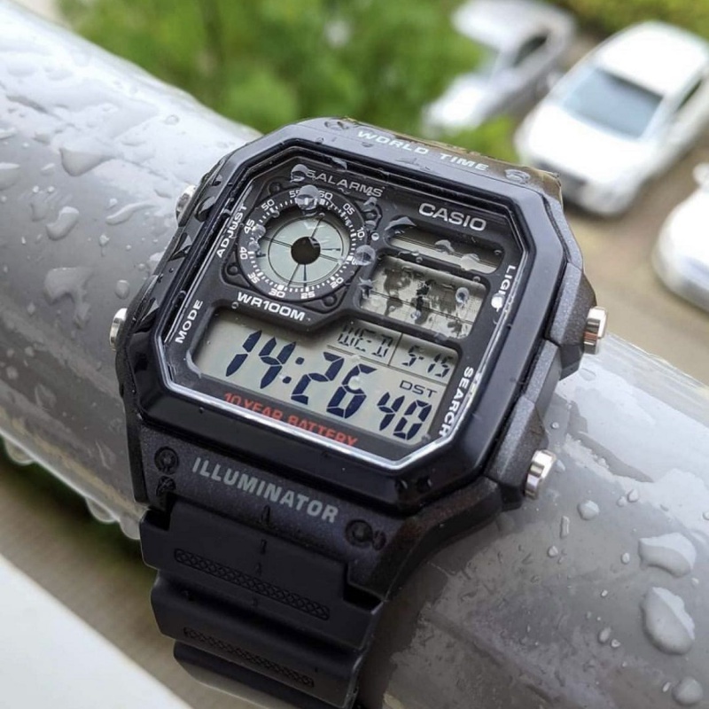 casio卡西欧 海外代购十年电池潮流运动防水男士手表ae-1200wh-1a专柜