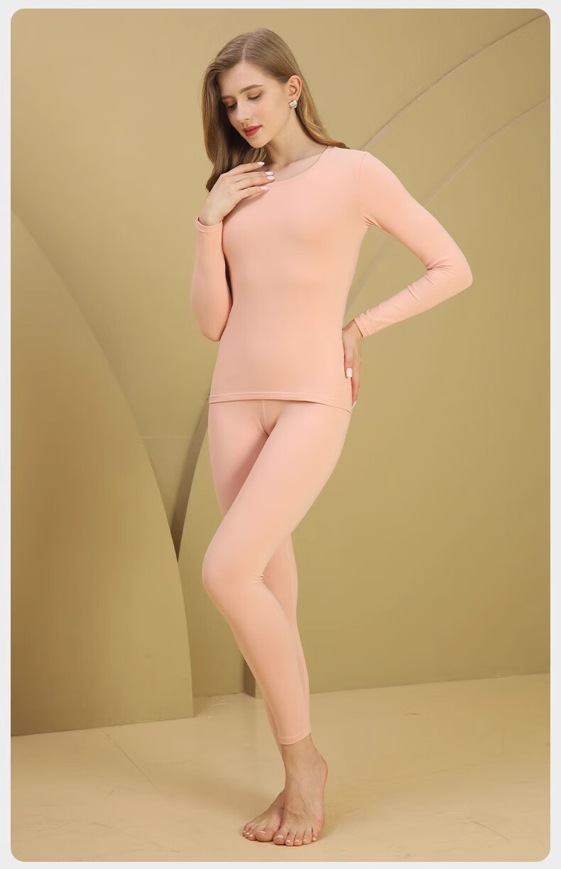 GRACEWELL Women's Pure Cotton Thermal Underwear Set Autumn Winter Cloud Feel Cotton Long Johns Light Pink XL 22