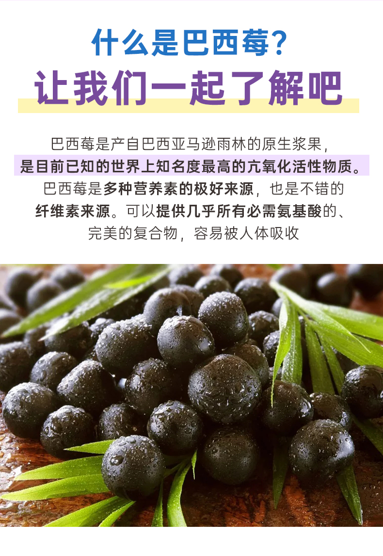 巴西莓粉食物营养果蔬粉饮料抗自由基氧化无蔗糖袋装 3袋装:巴西莓x3(