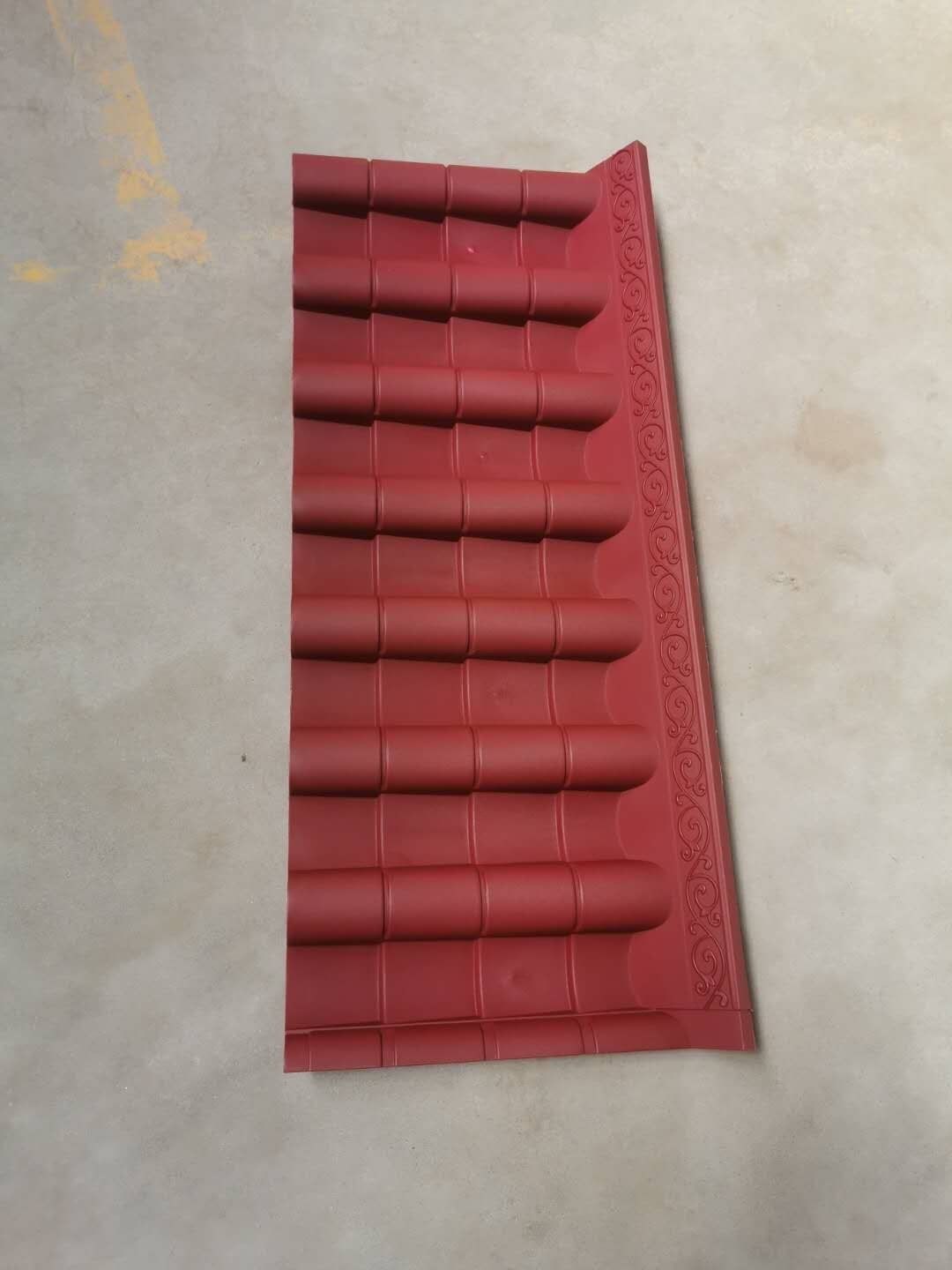 枣红色仿古瓦红瓦一体中式仿古建筑屋顶装饰塑料瓦小吃车屋檐 翘脚