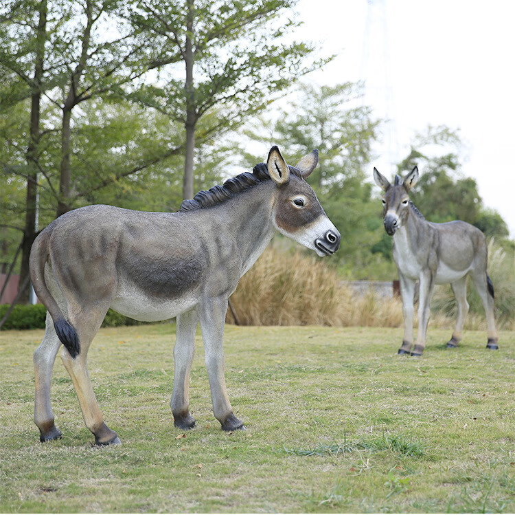 纳知轩毛驴玻璃钢雕塑仿真动物摆件户外公园农场小区草坪驴肉火烧店