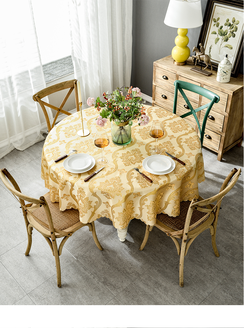 西西诗蒂 圆桌布欧式餐桌布布艺酒店家用饭店圆形转盘餐桌垫防烫长