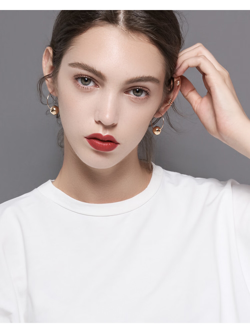 糖片片 时尚欧美圆圈圈夸张大耳环韩版复古气质耳钉个性几何无耳洞耳