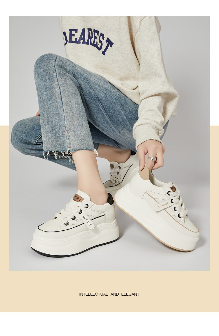 DAPHNE Women's White Sneakers, Versatile Breathable Sports Shoes, Thick-Soled Heightening Casual Trendy Skateboard Shoes for Women, Black, Size 40 15