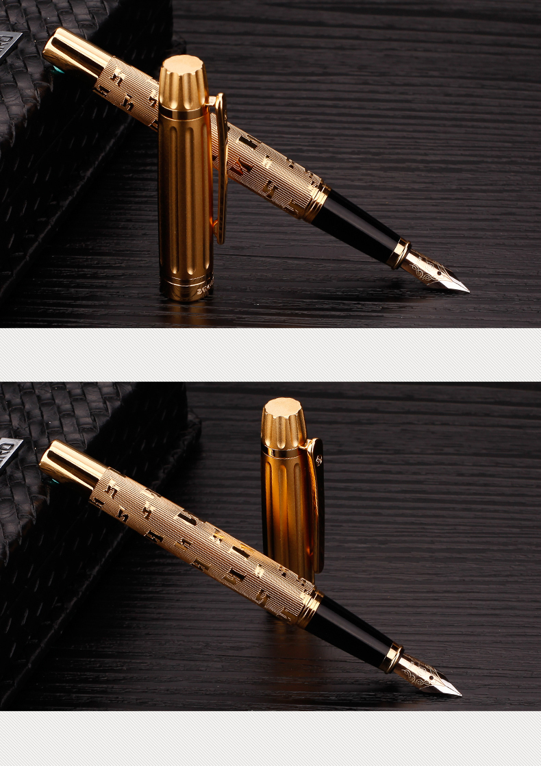 hero英雄钢笔12k金笔尖土豪金色男士练字办公书写墨水笔礼盒装男女式