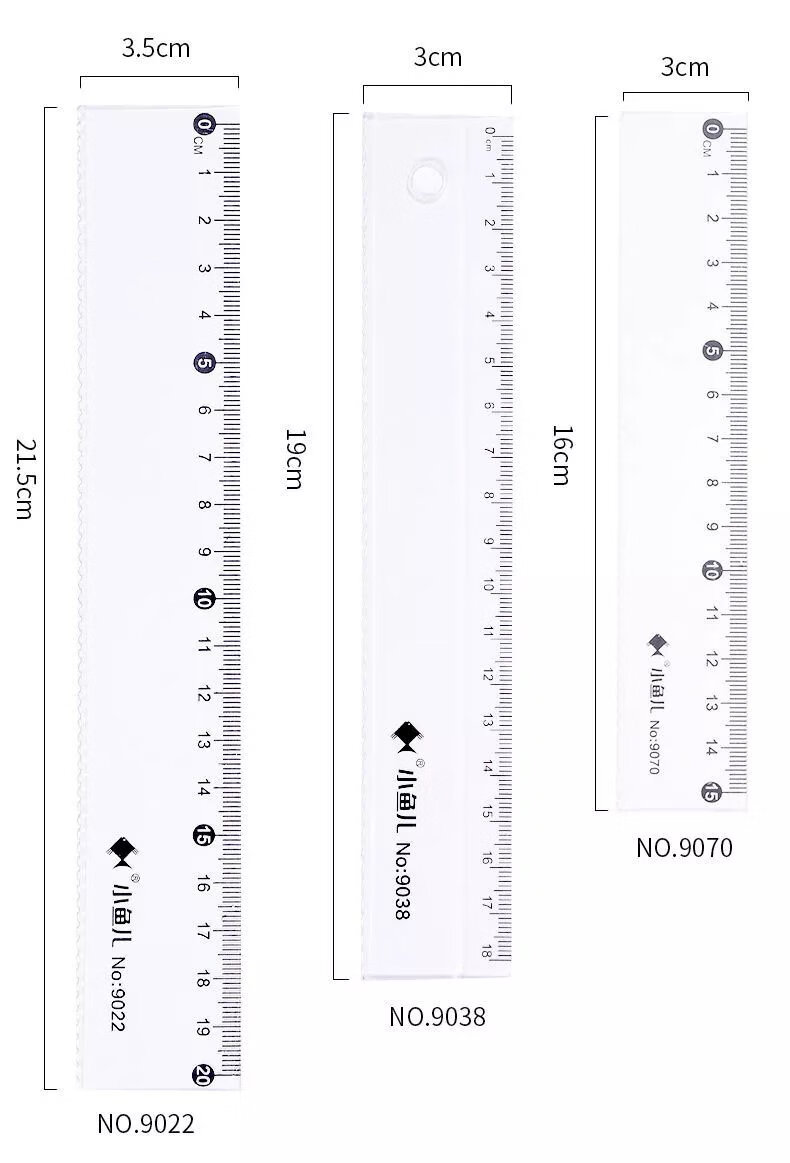 3，10把裝18cm塑料直尺帶波浪線15cm格尺學生兒童透明學習文具卡通創 【洞洞尺】18厘米/10支