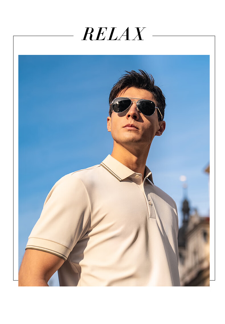 Mr. Bu Patented Collar 3D Exquisite Color-Block Short Sleeve Polo Summer Breathable Business T-Shirt Piano Black L (175) 13