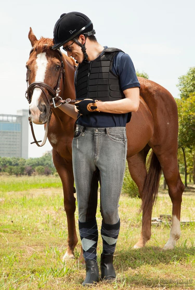 马具牛仔马裤骑马马裤时尚弹力男款马裤马术骑士装备 全皮 4xs 1尺6腰