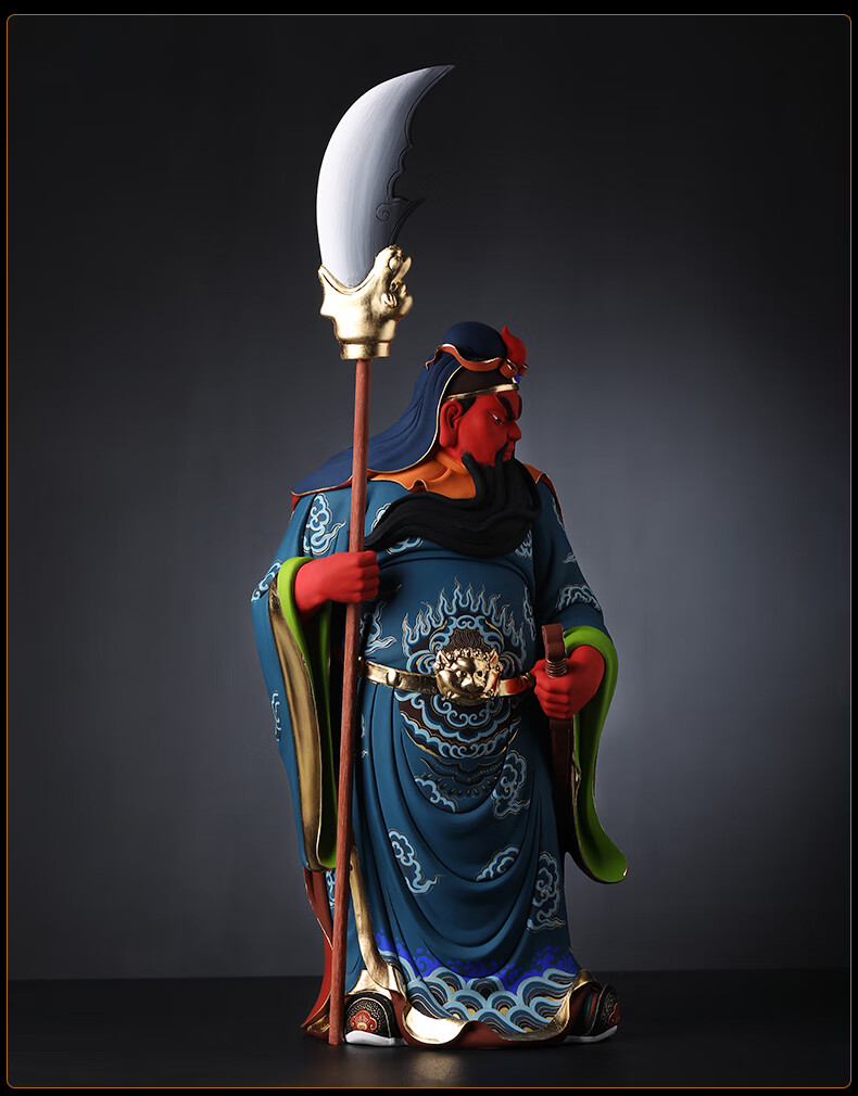 戴玉堂 林建平大师作品陶瓷关公摆件 文关公像武财神佛像摆件绿袍关