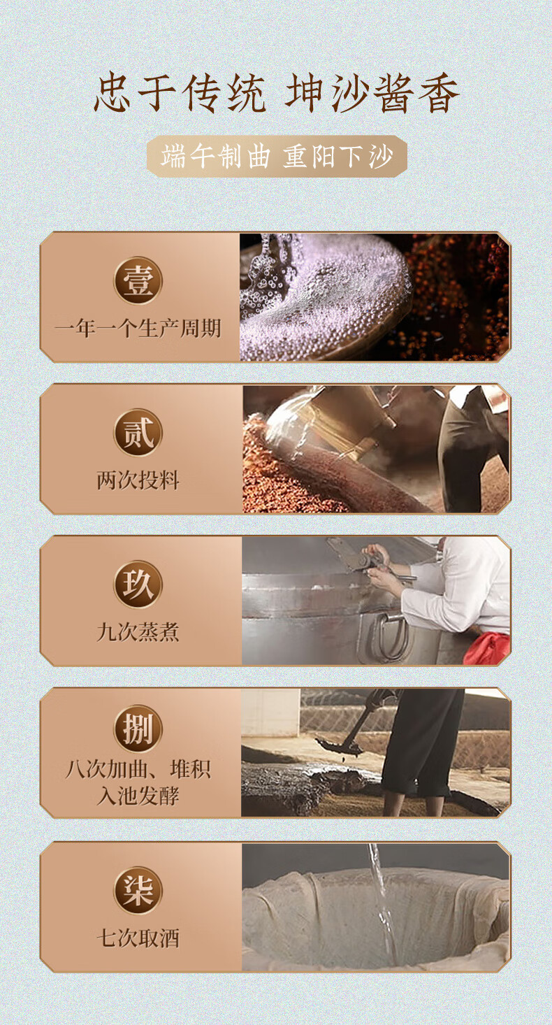 金沙古纯粮食酿造大曲坤沙贵州老字号53度酱香型白酒50