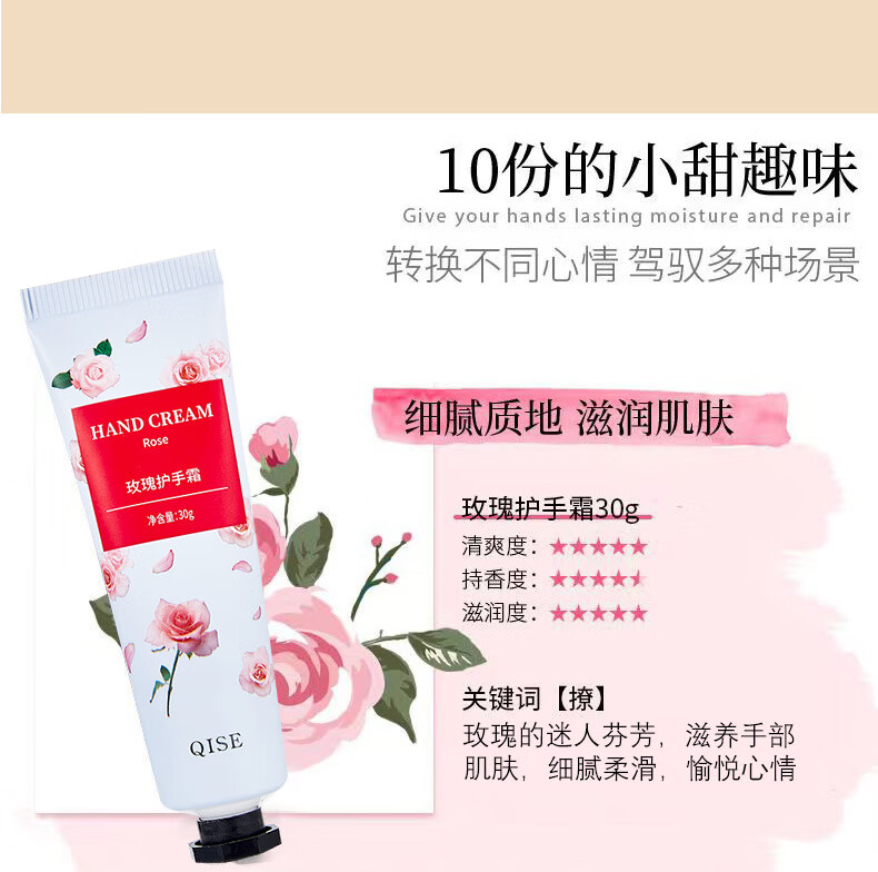 SHELIKA缤纷花香护手霜补水保湿滋润手干燥粗糙脱皮干裂秋冬手膜霜男女士 花香滋润护手霜 30g 10支.