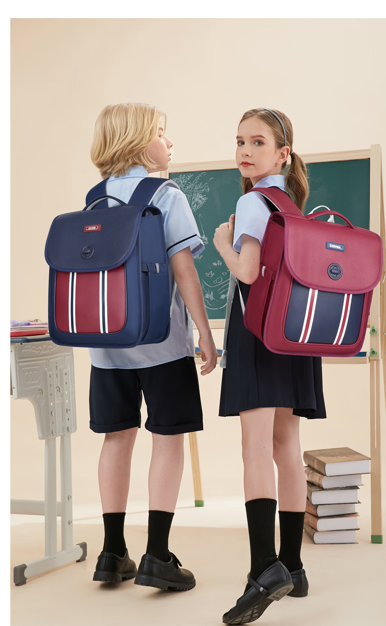 Edison British Style Primary School Backpack with Spine Protection, Anti-Drop, Water-Resistant Children's Shoulder Bag 2318-4 Red 4