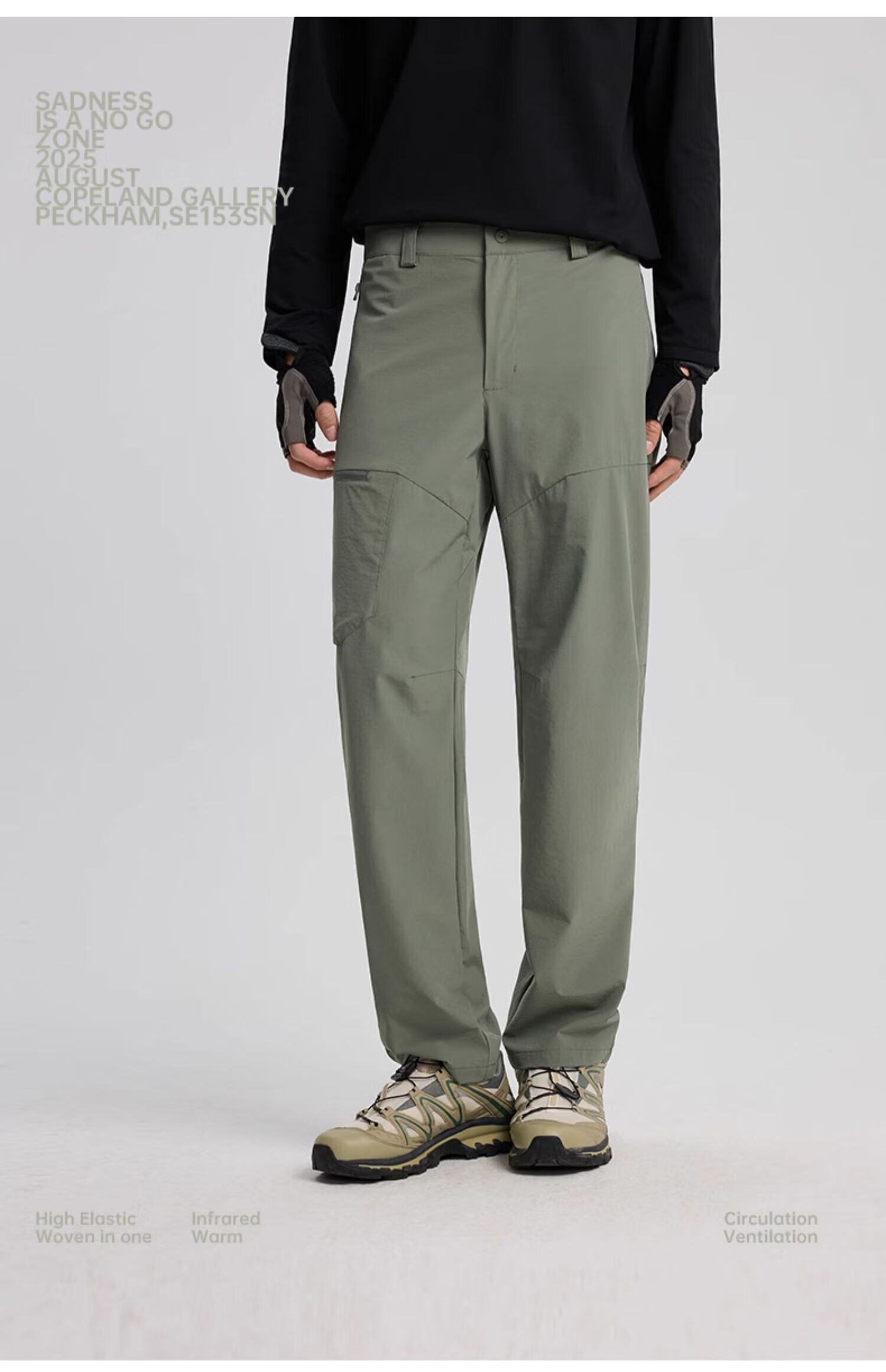 TECTOP Men's Outdoor Casual Pants Spring Summer Breathable Stretch Hiking Softshell Work Pants Sand Color M 22