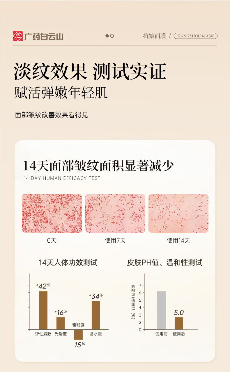 白云山虫草玻色因抗皱面膜紧致淡化细纹去黄提亮保湿补水男女 【抗皱 保湿】 5片 *25ml