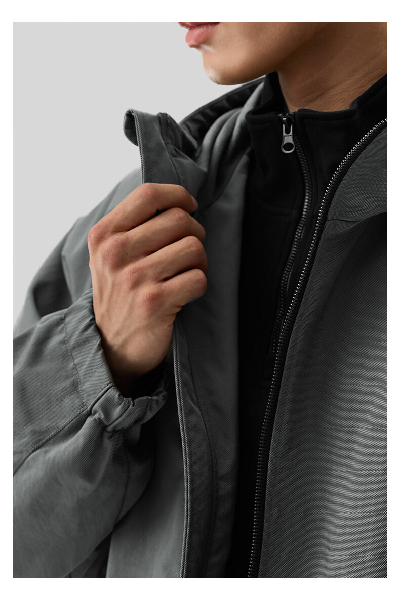 MARKLESS Hooded Jacket for Men, Wrinkle-Resistant And Durable, Sports Outdoor Windproof Coat, Loose Casual Outerwear 4156 Silver Gray XL 16
