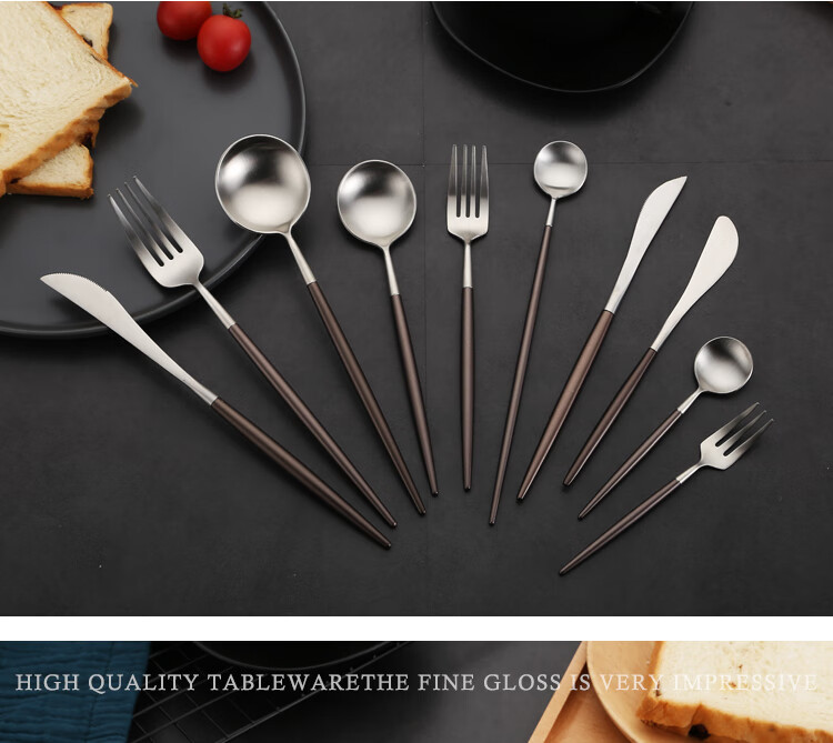 餐具四件套 葡萄牙leon不锈钢304西餐刀叉勺四件套家用牛排刀叉餐具