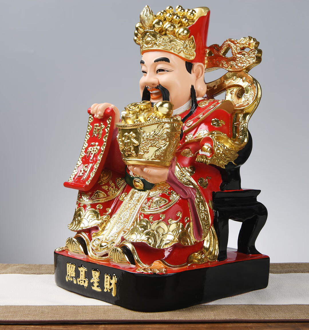 奢茨 财神爷佛像家用树脂彩绘文财神神像办公室店铺开业摆件居家 27寸