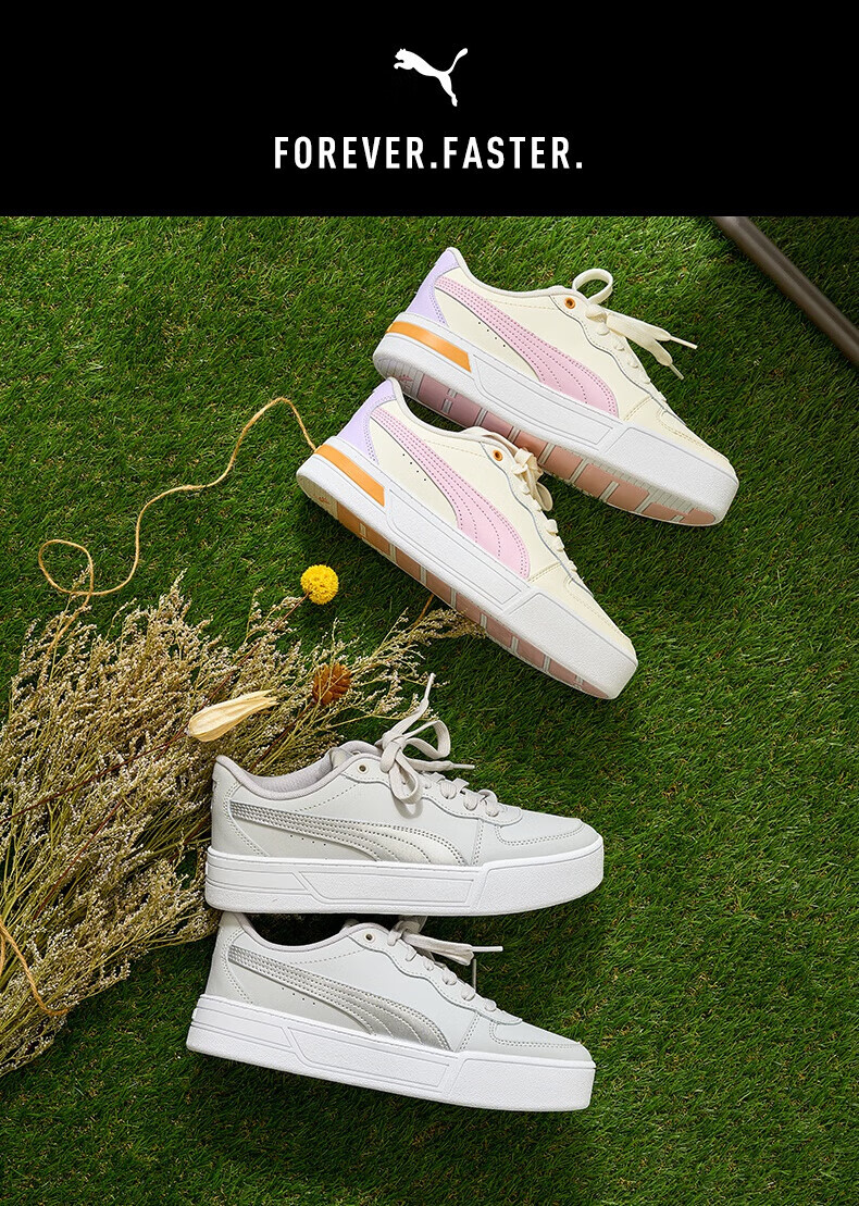 PUMA White Sneakers, Platform Tennis Shoes for Women, Sports Casual Shoes SKYE 374764, Size 38.5 1