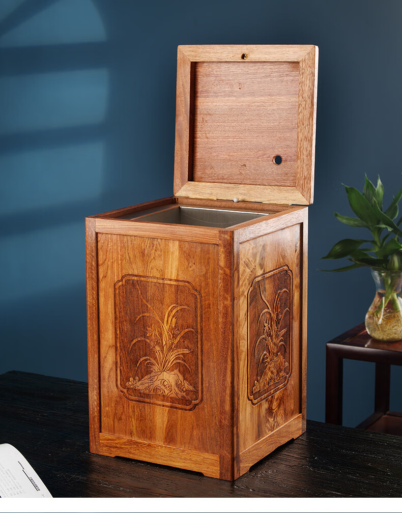 6015新中式垃圾桶 新中式垃圾桶茶水桶家用客厅创意轻奢带盖厨房