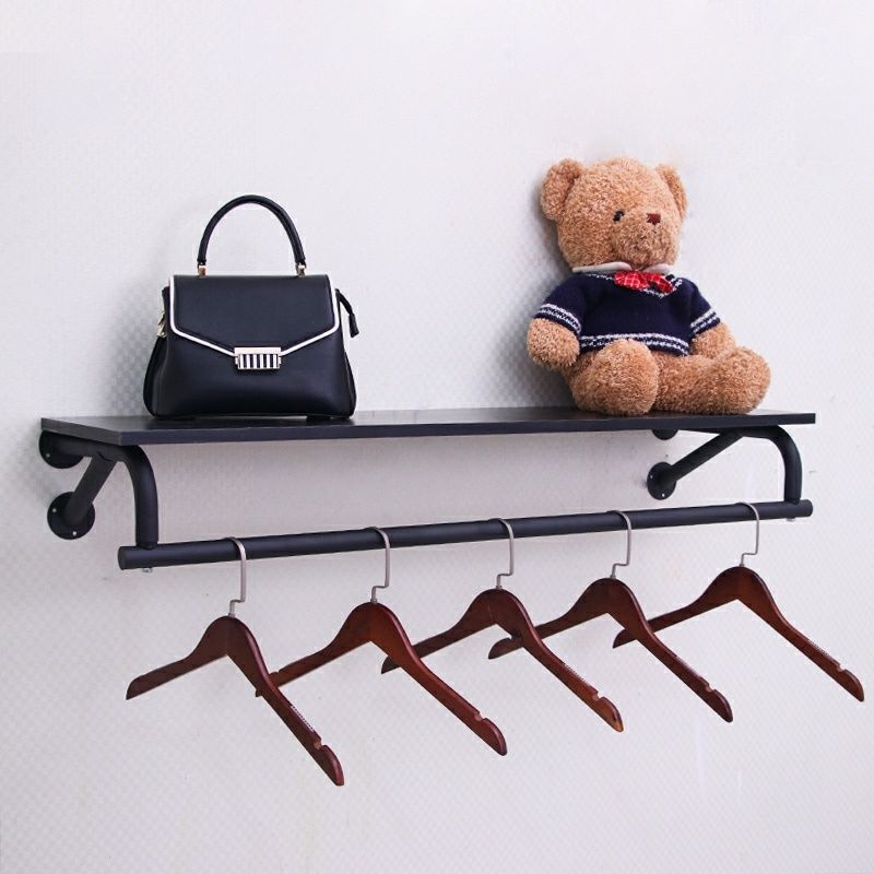 铁艺服装店衣架展示架上墙侧挂女装童装货架壁挂衣服架子墙上衣架 白