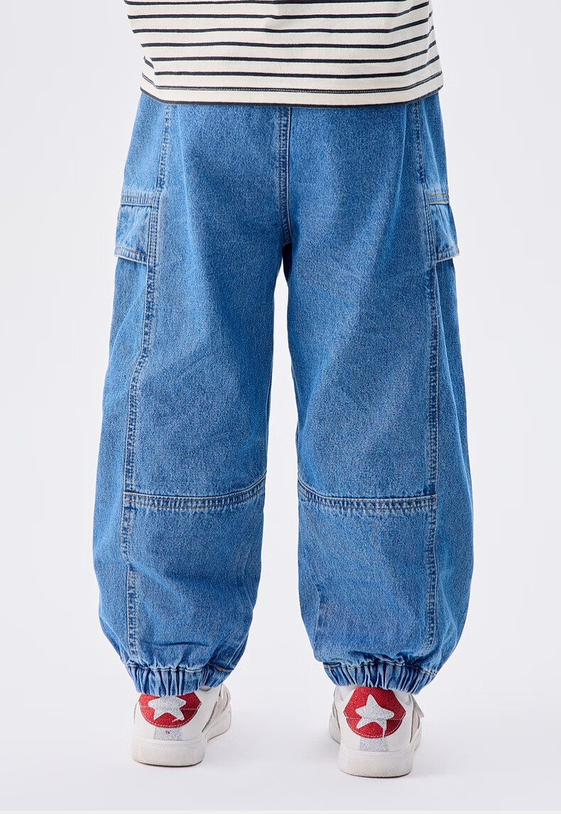 M.Latin Children's Clothing, Spring 2025 New Style, Boys' Preppy American Workwear Patchwork Woven Denim Jeans 8