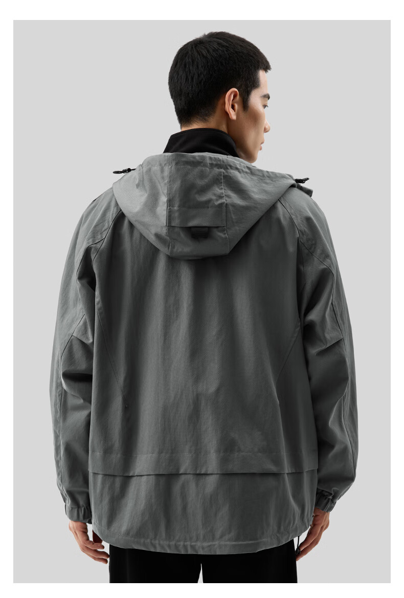 MARKLESS Hooded Jacket for Men, Wrinkle-Resistant And Durable, Sports Outdoor Windproof Coat, Loose Casual Outerwear 4156 Silver Gray XL 15
