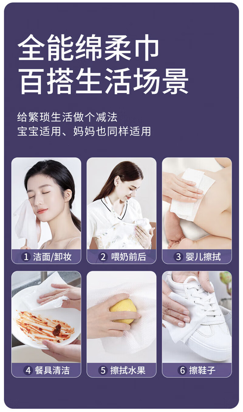 苏小咪一次性洗脸巾 100%纯棉棉柔巾擦脸洁面巾大尺寸20*20cm加厚款面巾 厚款 140抽 全面加厚500g