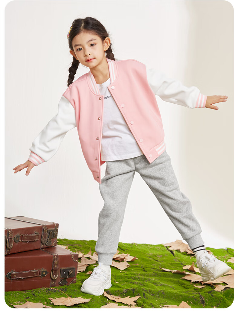 Jeanswest Boys' Outfit, 2026 Children's Patchwork Baseball Jacket, Spring Outerwear for Older Kids, Boys' Sportswear Two-Piece Set 13