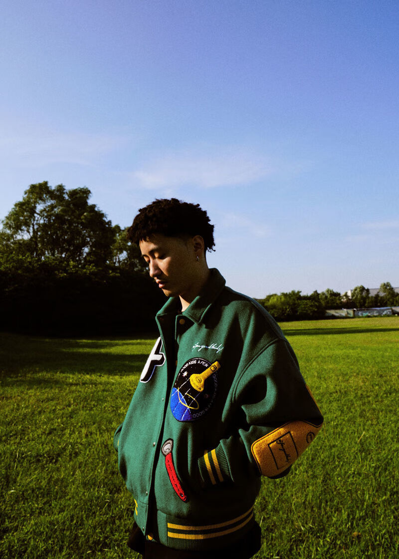 2022新款马思唯毛呢外套秋冬美式棒球服说唱fff联名afgk重工制作男装