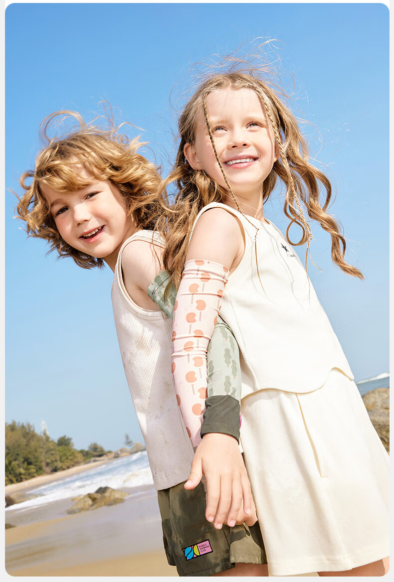 Kocotree KK Tree Kids Cooling UV Protection Arm Sleeves Original Yarn Sun Protection Boys Girls Ice Silk Sleeve Gray 17