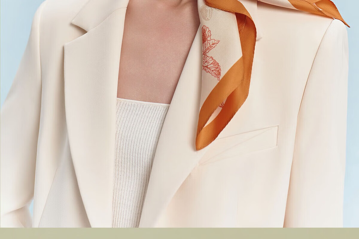 Wanshili New Mulberry Silk Scarf for Women New Year Gift for Mom Printed Small Square Scarf - Qilixiang Orange 15