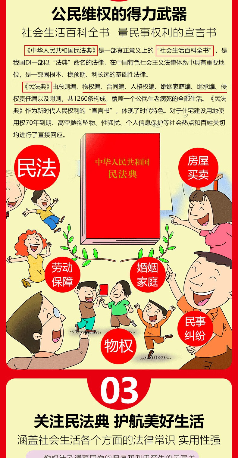 新版全2册中华人民共和国图解漫画民法法律常识解读实用书籍民法典典+法律常识 解读实用书籍详情图片2