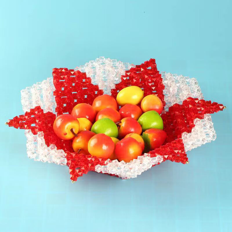 适用高脚果盘diy手工串珠果盘糖果盒 莲花水果盘高脚果盘创意家居摆件