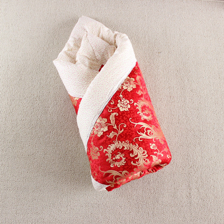 新生儿手工抱被秋冬款纯棉宝宝棉花被子可脱胆 初生婴儿包被0-1岁