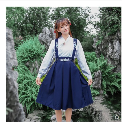 学院民国风夏季学生班服毕业拍照服装日常襦裙女古装套装 短裙 l