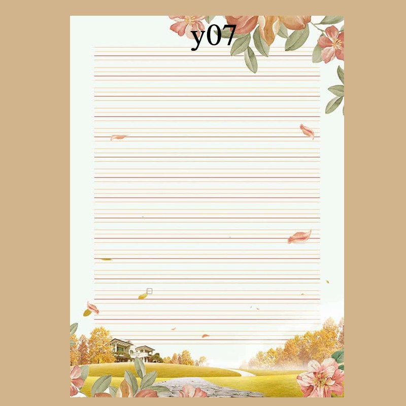 书写纸a4彩色英文四线三格信纸花纹打印纸带图案a4英语卡通信签纸 y01
