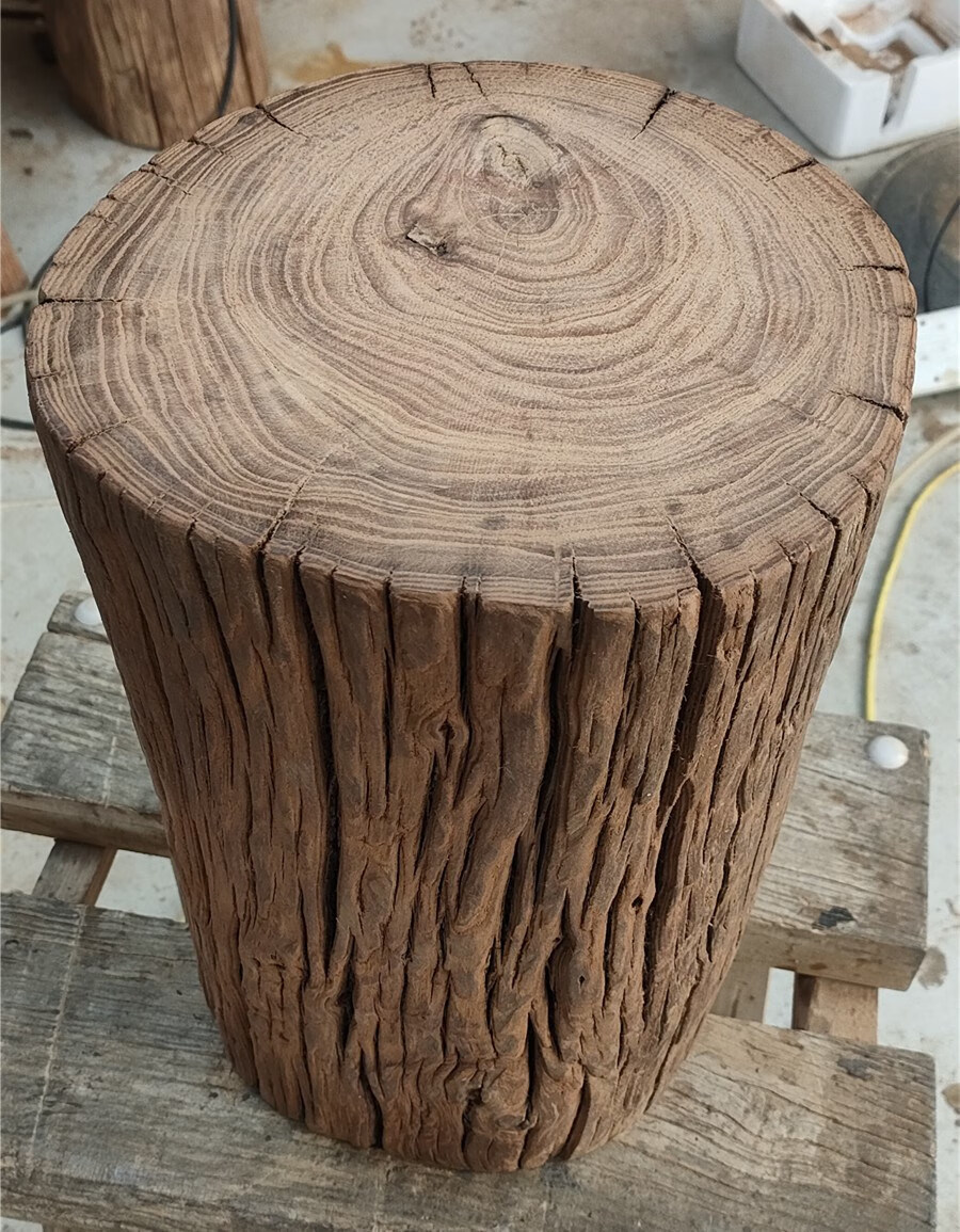 原木树桩木桩风化老榆木花架木墩家用民宿摆件实木墩子矮凳老树墩 直