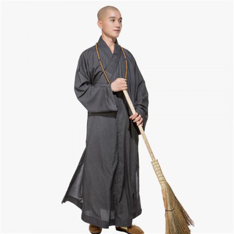 【断码当天发出】梵林佛教僧衣僧服四季超细棉麻大褂长褂 深灰色 38b